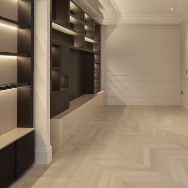 White and light coloured wood flooring